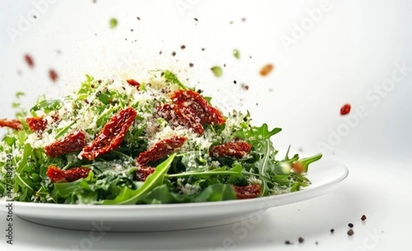 Obraz Arugula Salad with Sun Dried Tomato and Parmesan