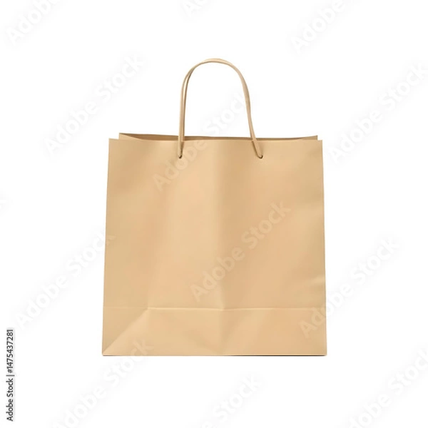 Fototapeta A brown paper bag with handles, simple design, isolated on a png background
