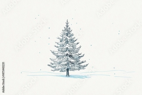 Fototapeta Winter scene depicting a snowy fir tree.