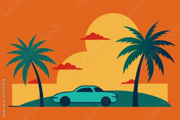 Fototapeta tropical beach with palm trees