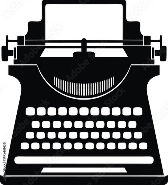 Obraz Old typewriter vector art - clean silhouette for logos, EPS JPEG PNG clipart