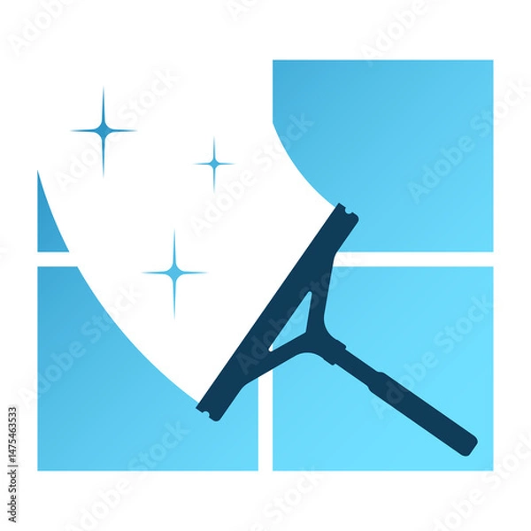Obraz Window glass and scraper, window washing and cleaning