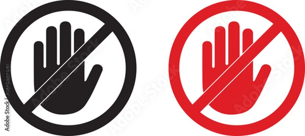 Fototapeta do not enter sign, hand stop sign, no entry symbol, prohibition sign, no entry restriction sign. Not Allowed stop sign, Prohibition sign or stop sign illustration transparent background
