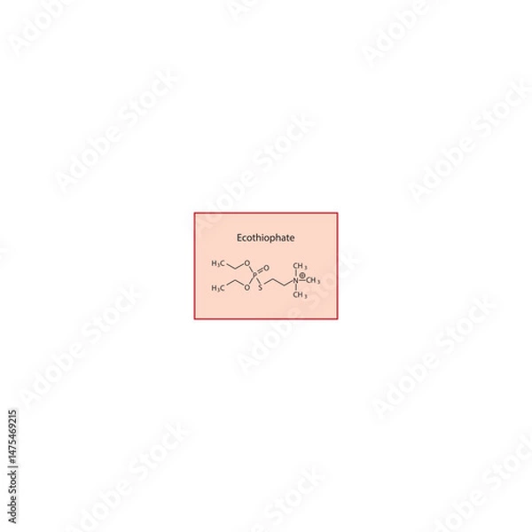 Fototapeta Ecothiophate skeletal structure. Irreversible acetylcholinesterase inhibitor (organophosphate) compound schematic illustration. Simple diagram, chemical formula.