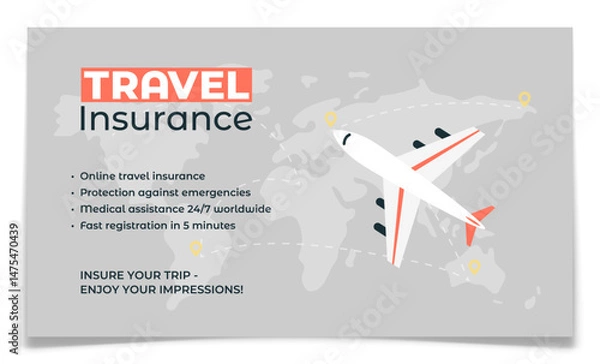 Obraz Travel Life and Health Insurance Web Banner.