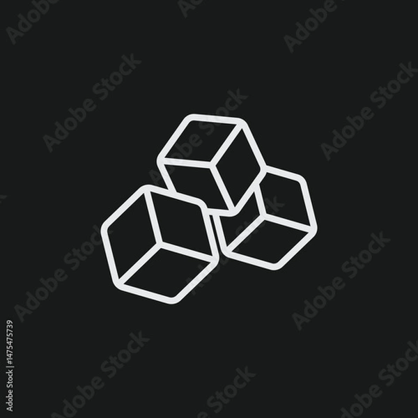 Obraz Minimalist Sugar Cubes Icon Vector Simple Outline Illustration of Sweetener Blocks Graphic