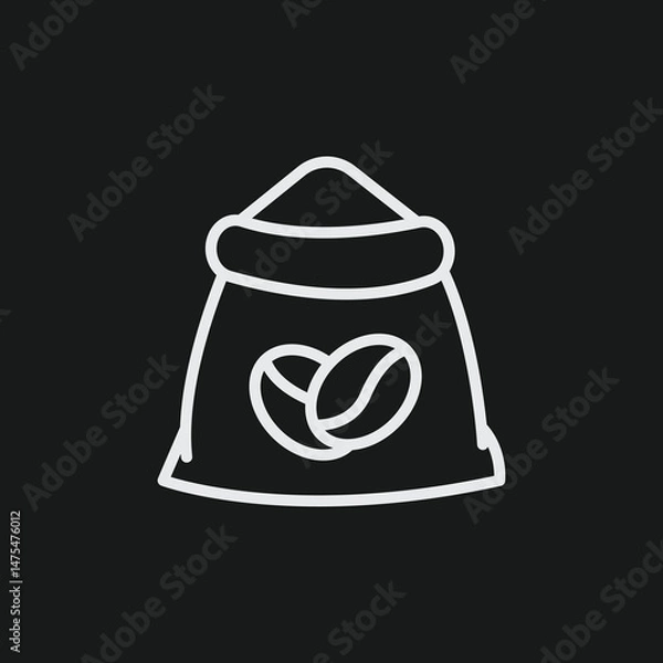Obraz Simple Coffee Sack Icon Vector Minimalist Outline Illustration of Burlap Bag with Coffee Beans Graphic