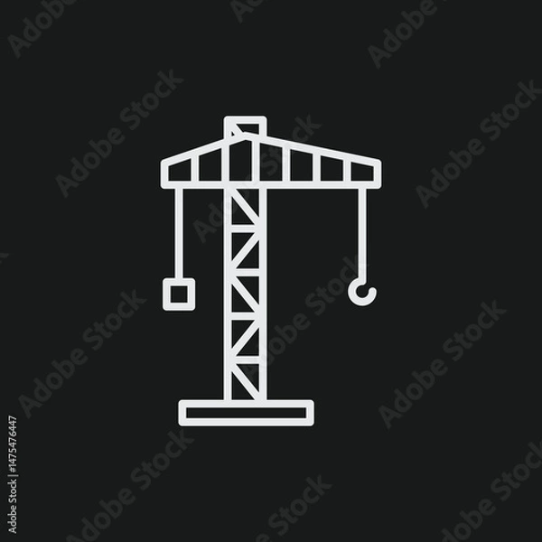 Obraz Minimalist Tower Crane Icon Vector Simple Outline Illustration of Construction Lifting Machine Graphic