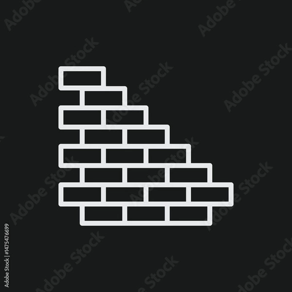 Obraz Minimalist Brick Wall Section Icon Vector Simple Outline Illustration of Fragmented Masonry Graphic
