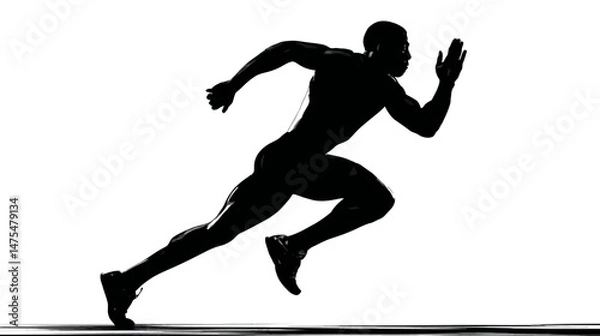 Fototapeta Runner at full speed silhouette vector isolated on white background  -  