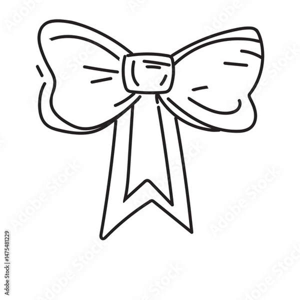 Obraz bow ribbon.. party decoration, greeting card. Cute hand drown. element for prints, cards, invitation, flyer and poster.