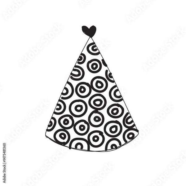 Obraz Birthday hat vector clipart. Cartoon retro hand drawn. Cute hand drown. element for prints, cards, invitation, flyer and poster.