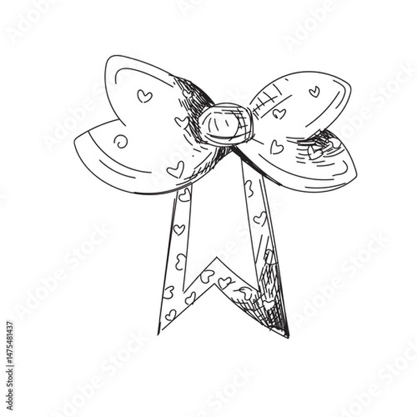 Obraz bow ribbon.. party decoration, greeting card. Cute hand drown. element for prints, cards, invitation, flyer and poster.