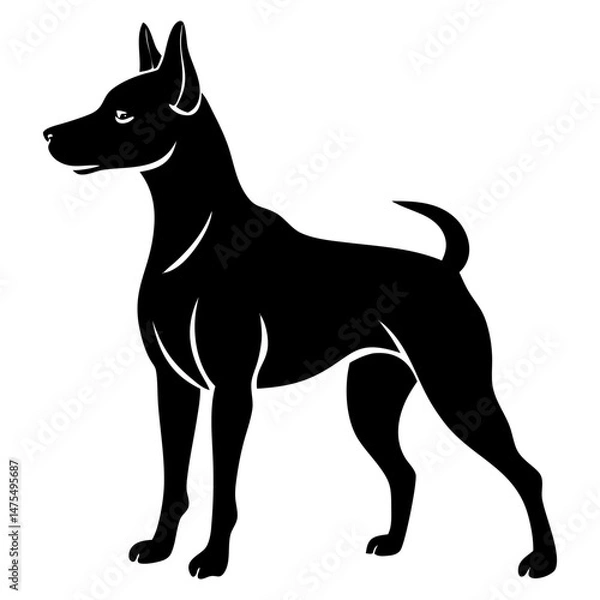Fototapeta A clean vector Dog silhouettes on a white background, in black with simple vector style