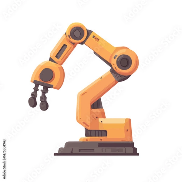 Fototapeta 2D flat Robot Arm vector illustration, isolated on a white background.