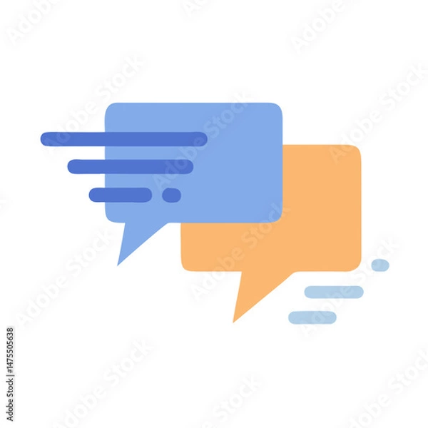 Fototapeta Two chat bubble icons overlapping, fast communication concept