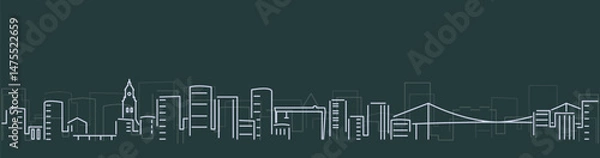 Fototapeta Gothenburg Simple Lines Skyline on Dark Background