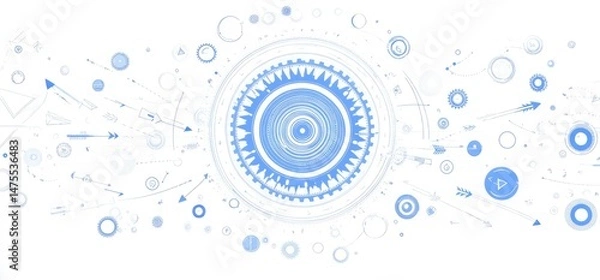 Fototapeta Abstract digital design with light blue elements