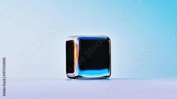 Fototapeta Glass Cube with Blue Gradient Background.