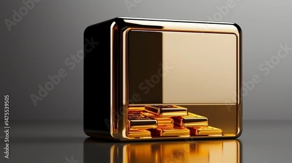 Obraz A detailed image of a gold bullion bar reflecting light, ideal for financial and investment themes. It captures the elegance and value associated with precious metals.