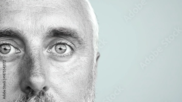 Fototapeta Mans face with closeup, and monochrome.