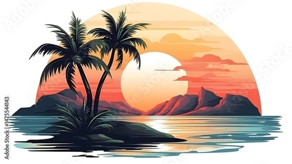 Fototapeta Sunrise Cartoon Vector Illustration for Design Projects | Isolated Creative Background Art