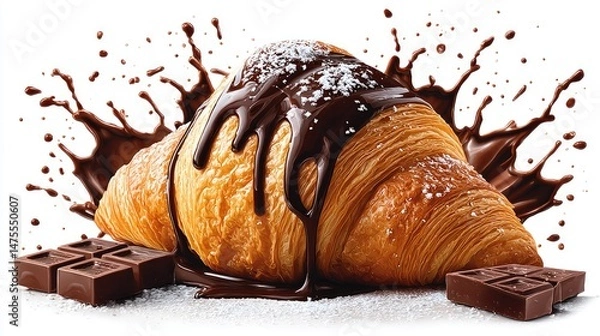 Obraz Gourmet Chocolate Croissant with Rich Dark Chocolate