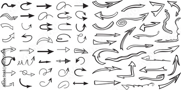 Obraz A vector set of hand-drawn arrow doodles forms a seamless pattern design