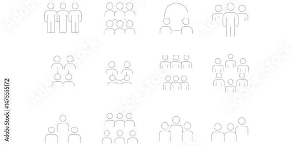 Obraz A vector set features diverse people silhouettes and icons, representing business, social groups, and communication concepts