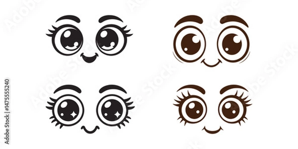Obraz Black and white vector icons set features an eye symbol for vision and look design