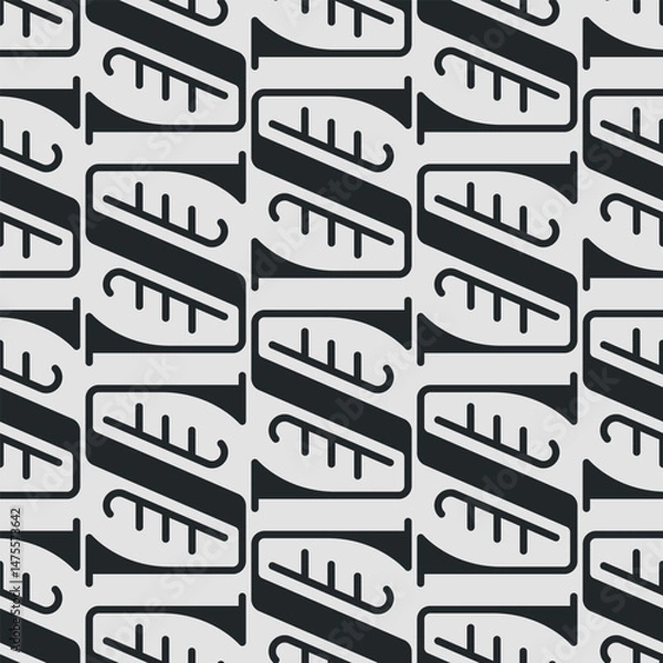 Obraz Seamless vector pattern with black stylized letter S shapes. Modern abstract typography texture, perfect for packaging, fabric, stationery, wallpapers, and branding backgrounds.