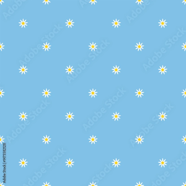 Fototapeta Seamless pattern with daisies on a blue background