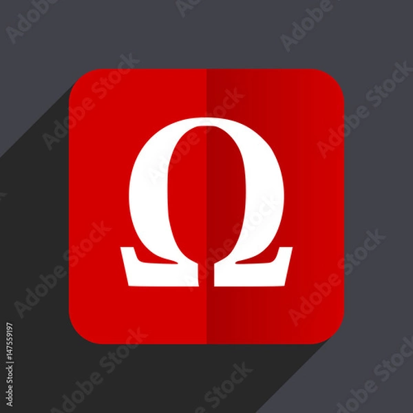 Fototapeta Omega flat design white and red vector web icon on gray background with shadow in eps10.