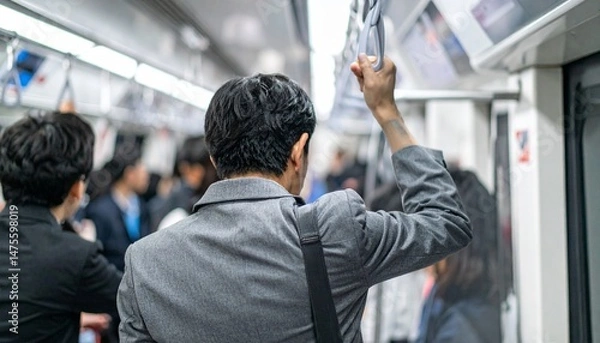 Fototapeta 通勤をする日本人ビジネスパーソン