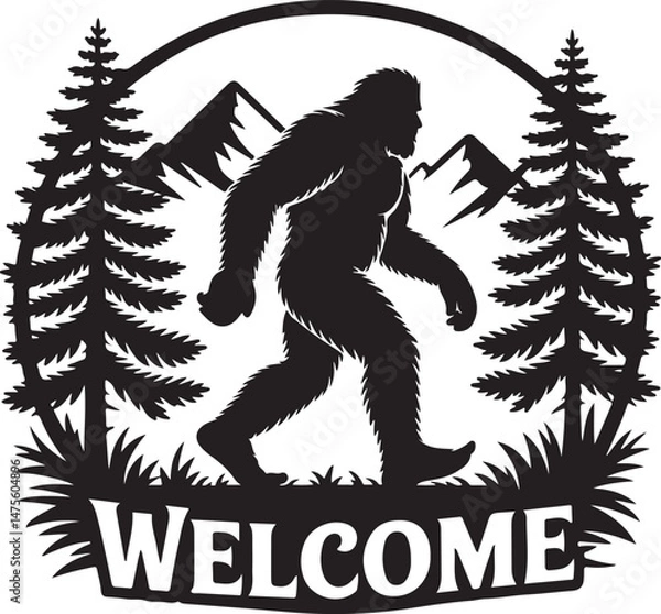 Fototapeta Bigfoot Walking Through Forest Silhouette

Legend of the Sasquatch Vector Scene

Mysterious Bigfoot Shadow in Trees

Cryptid in the Wilderness Silhouette Art

Bigfoot Sighting Silhouette Design