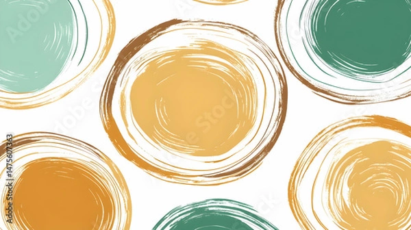 Fototapeta Abstract swirling circles, earthy tones, white background, design element, ideal for website backgrounds