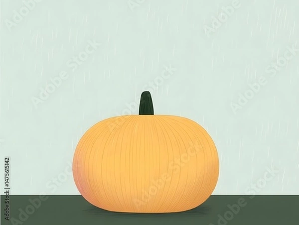 Fototapeta Autumn's Bounty: A minimalist and inviting composition, perfect for conveying the spirit of harvest season, featuring a plump pumpkin against a soft backdrop.