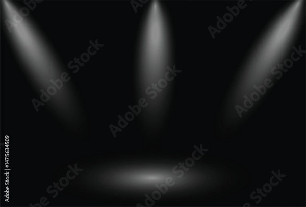 Fototapeta Black background with focus spot light