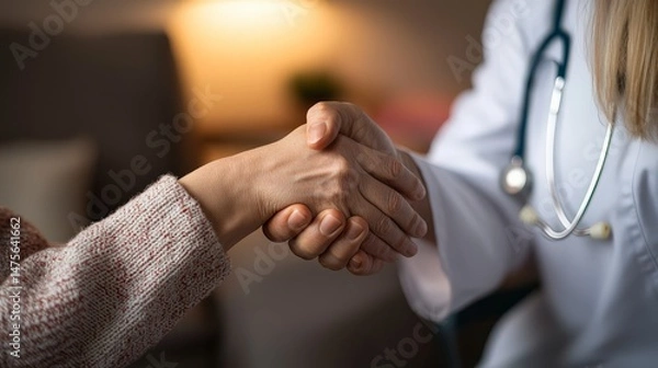 Fototapeta Therapist and Patient Handshake Symbolizing Progress in Recovery