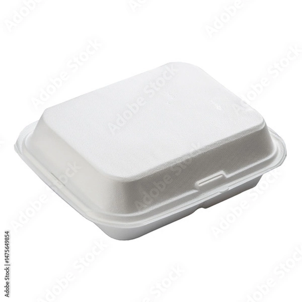 Fototapeta Closed White Styrofoam Takeout Container
