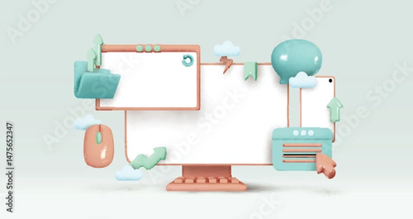 Fototapeta 3d device illustration vector design