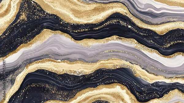 Fototapeta Abstract gold and silver marble texture background; elegant, luxurious design for decor or website