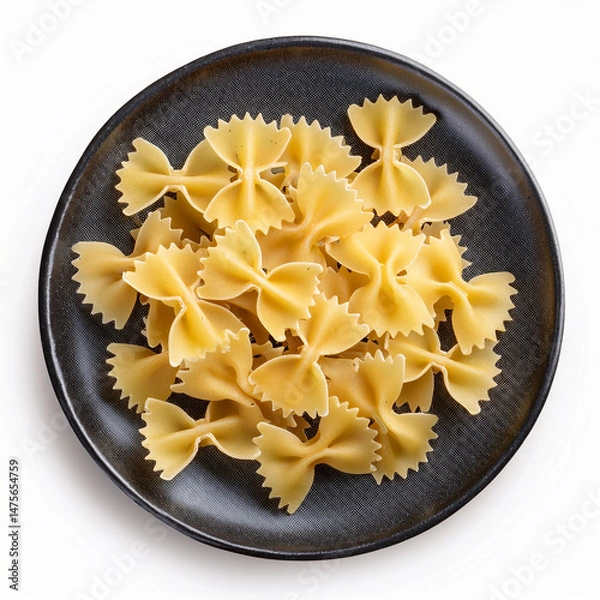 Obraz Close-up of uncooked Farfalle Pasta in a Wooden Bowl