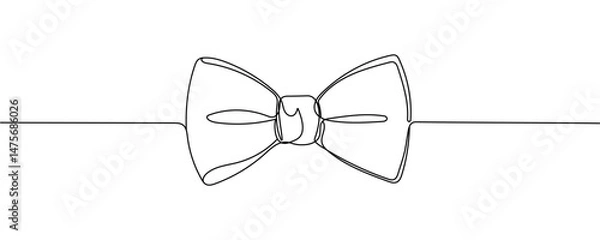 Fototapeta Bow tie one continuous line drawing. Abstract black and white minimal single line art style vector illustration. Editable stroke