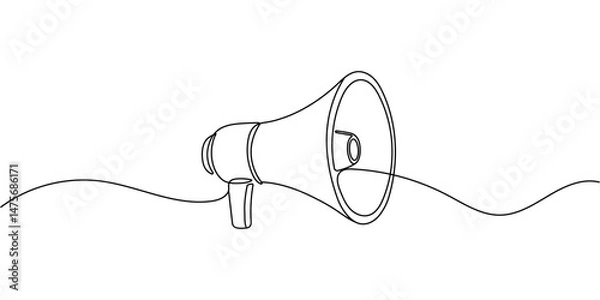 Obraz Continuous single one line art drawing of megaphone speaker for news and promotion vector illustration Editable stroke