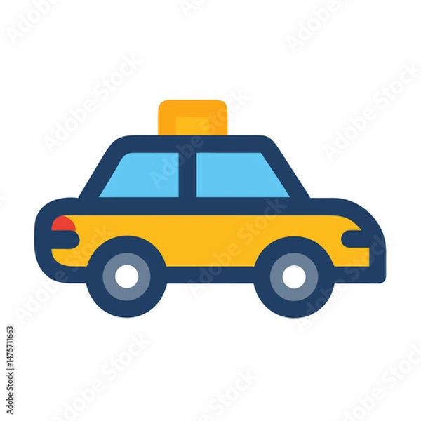 Fototapeta Simple flat icon illustration of yellow taxi cab car