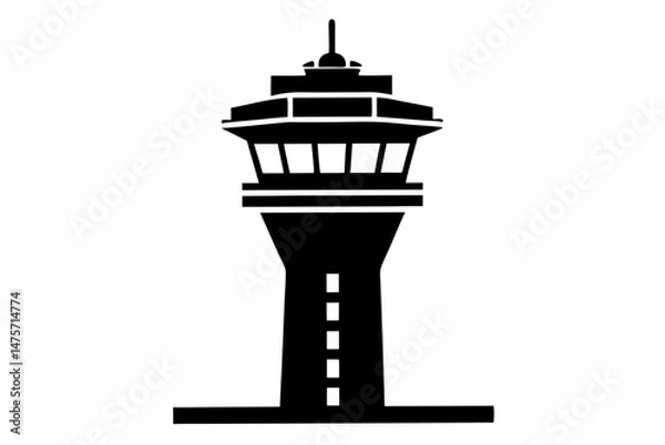 Fototapeta air traffic control tower silhouette vector