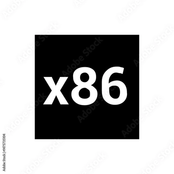 Fototapeta White x eighty six text on a black background representing computer architecture and processors design