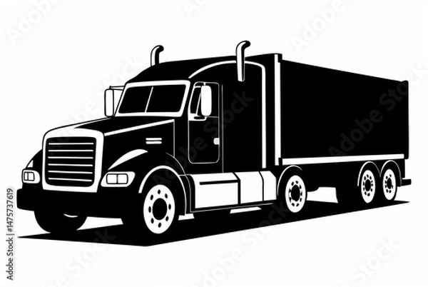 Fototapeta semi  truck  silhouette vector