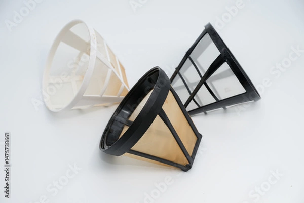 Fototapeta Coffee Filter Nylon Mesh Cone Filter Basket with Handle for Coffee Machines, Coffee Machine Accessory